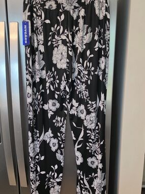 Peter Nygard Black & White Floral Wide-Leg Pants